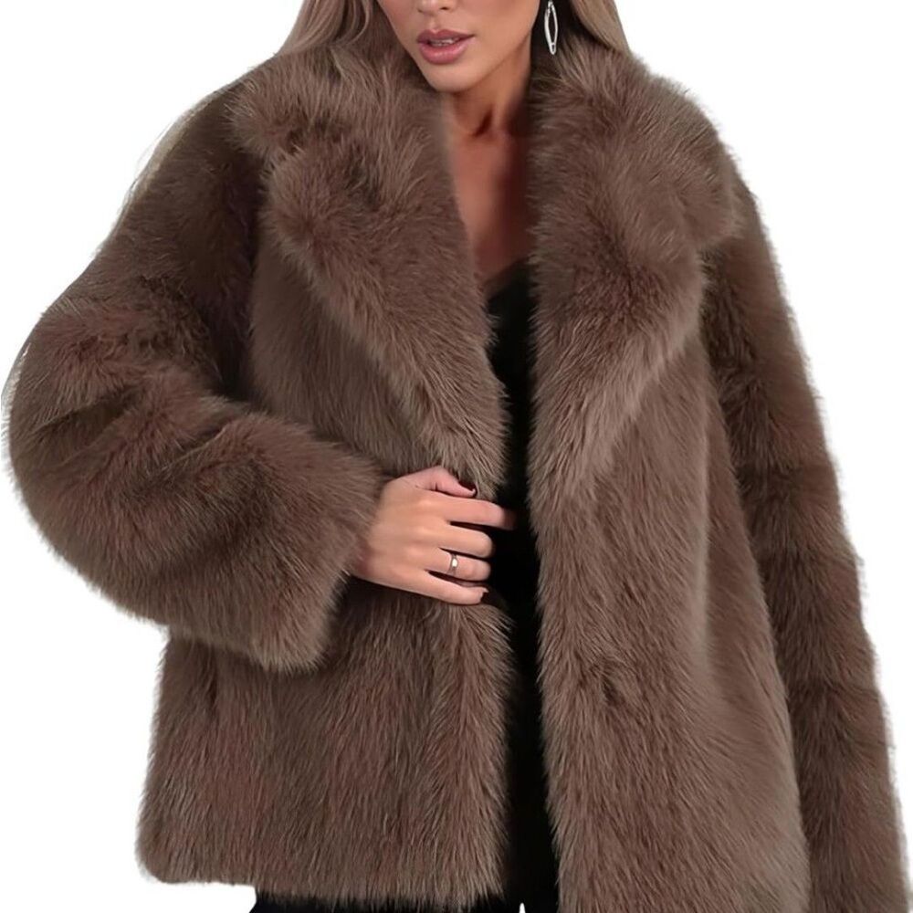 Luxurious Brown Faux Fur Coat women oversized coat oversized teddy - Picture 4 of 5